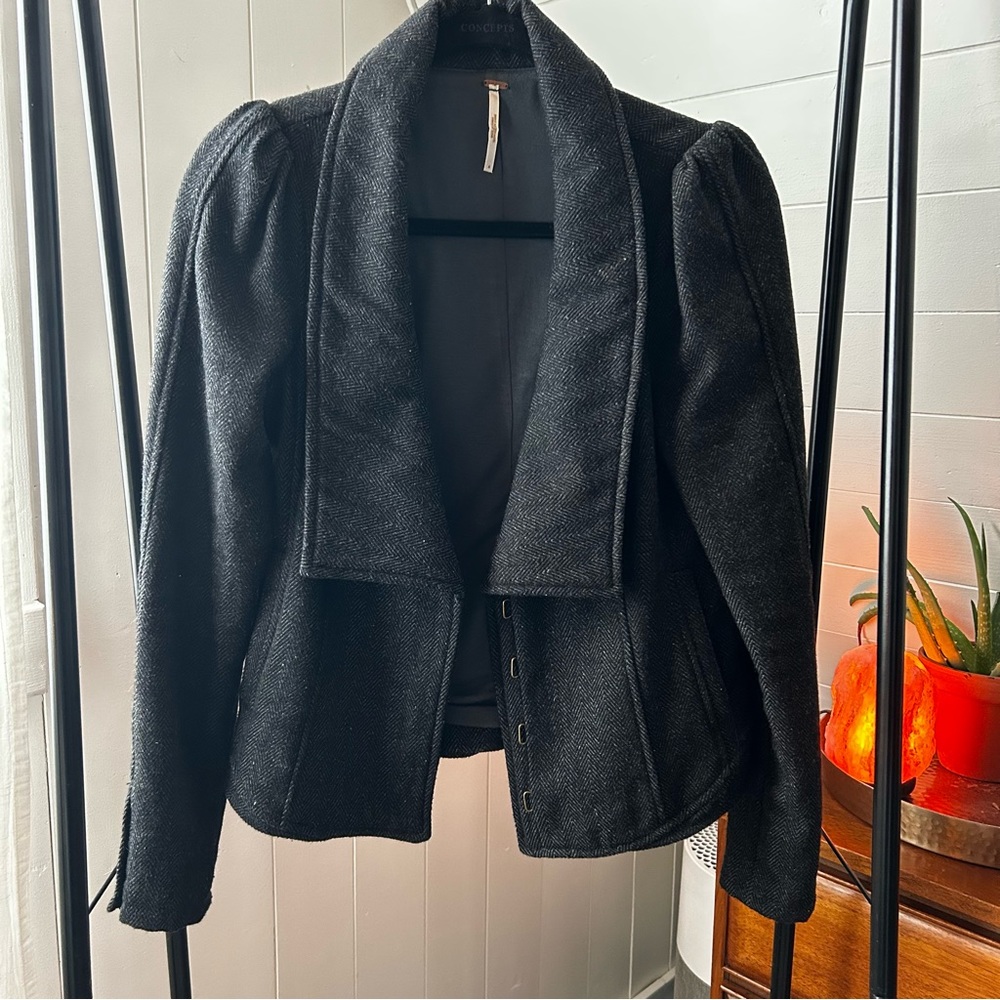 Free People Tweed Wool Blend Coat
